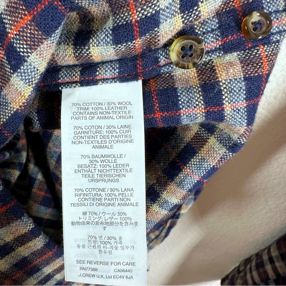J. Crew Wool Blend Long Sleeve Button Down Shirt with Elbow Patch Large EUC - Picture 6 of 7